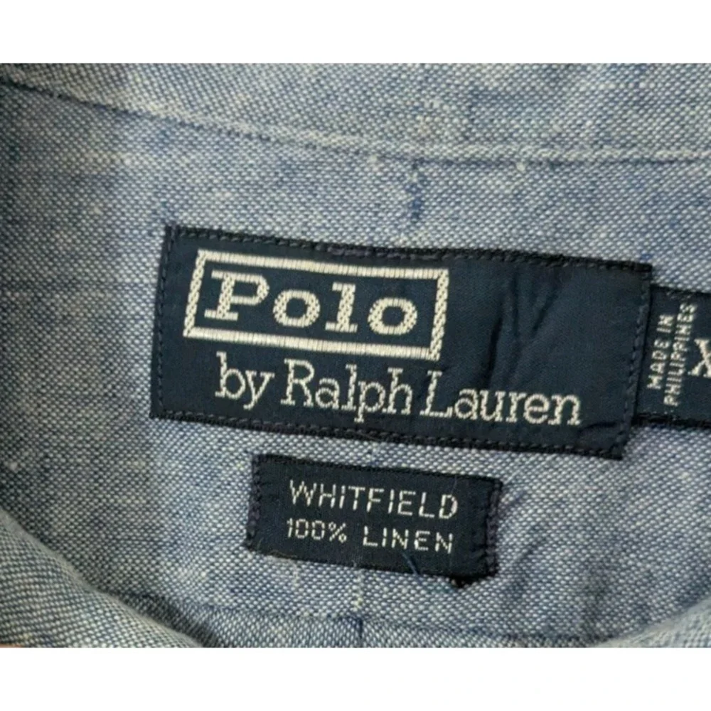 Polo Ralph Lauren Whitfield Men's Long Sleeve Button Down Linen Shirt Blue XXL